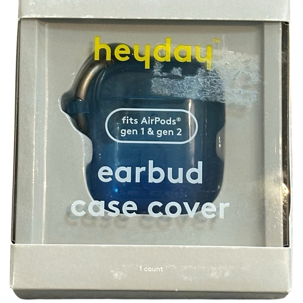 Heyday NIB Earbud Case Cover for Apple AirPods Gen 1 & Gen 2 Blue Clear